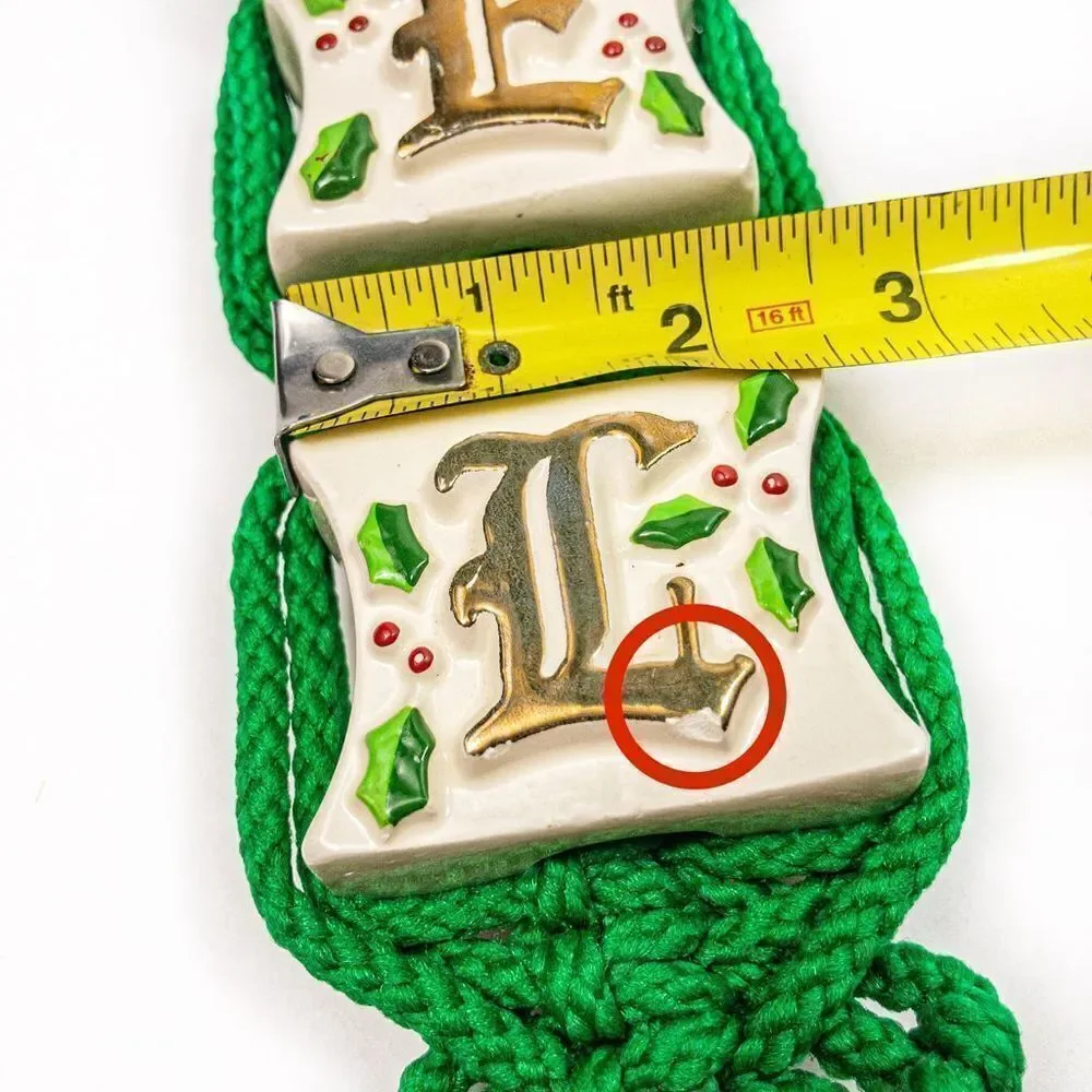 VTG Holiday Noel Porcelain Macrame Bell Door Hanging 1979 O’Henry